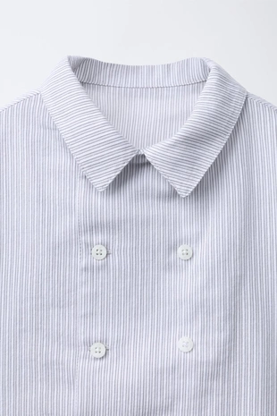 Рубашка в полоску на двойных пуговицах- Заказать в России