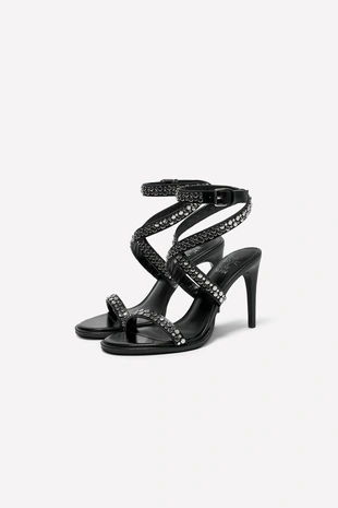 Black | 1363/610/800 - Zara Босоножки LUDOVIC DE SAINT SERNIN X ZARA на высоком каблуке из кожи