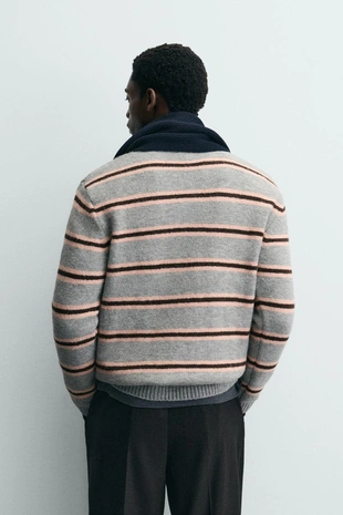 Трикотажное жаккардовое поло в полоску- Заказать в России