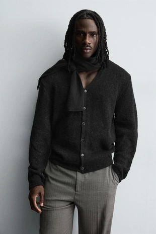 Блестящий текстурный кардиган- Заказать в России