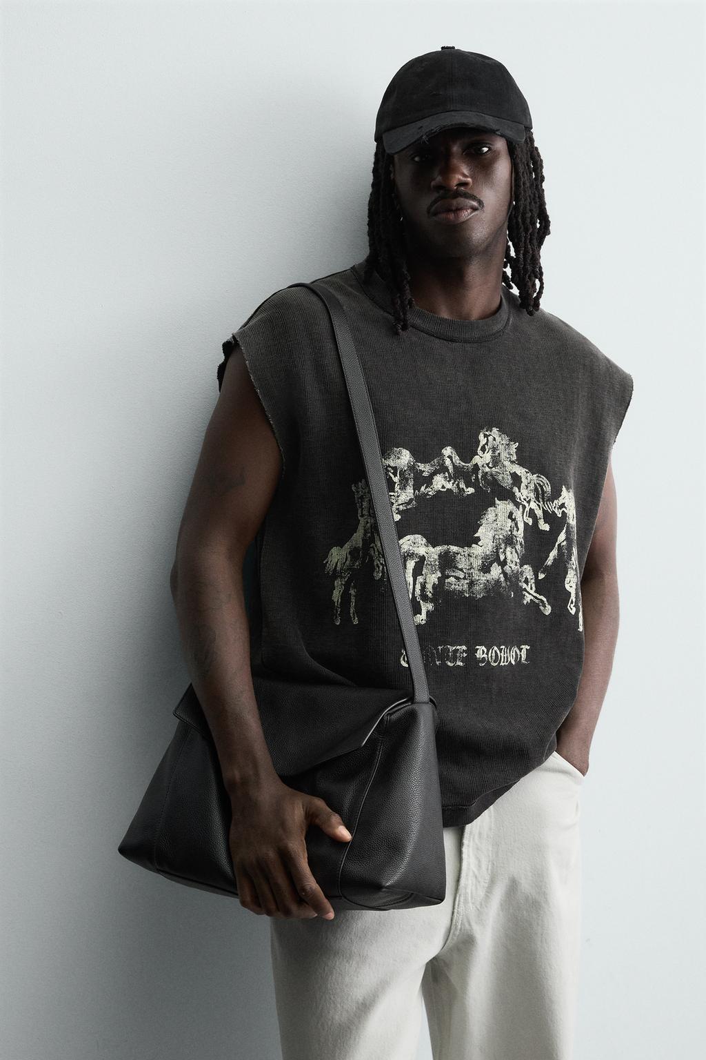 Майка с вязаным принтом лошади