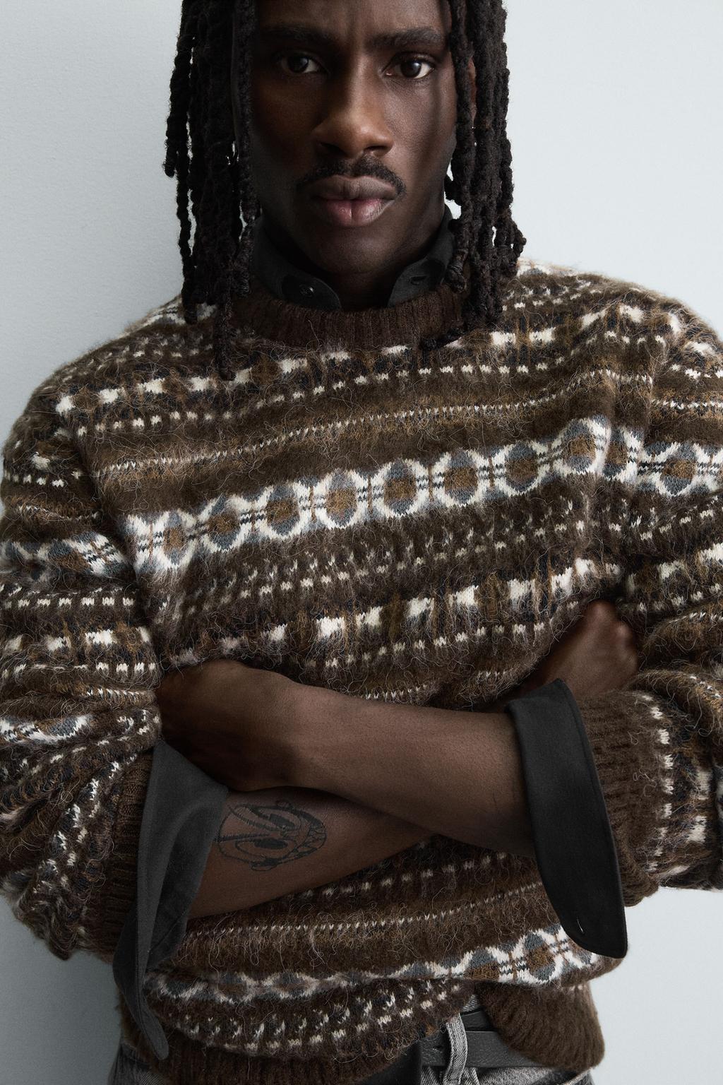 ЖАККАРДОВЫЙ СВИТЕР С ГЕОМЕТРИЧЕСКИМ УЗОРОМ