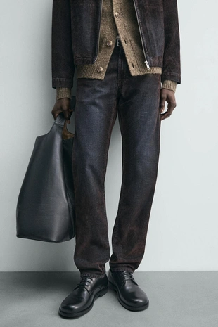 Джинсы RELAXED FIT с флокированием под бархат- Заказать в России