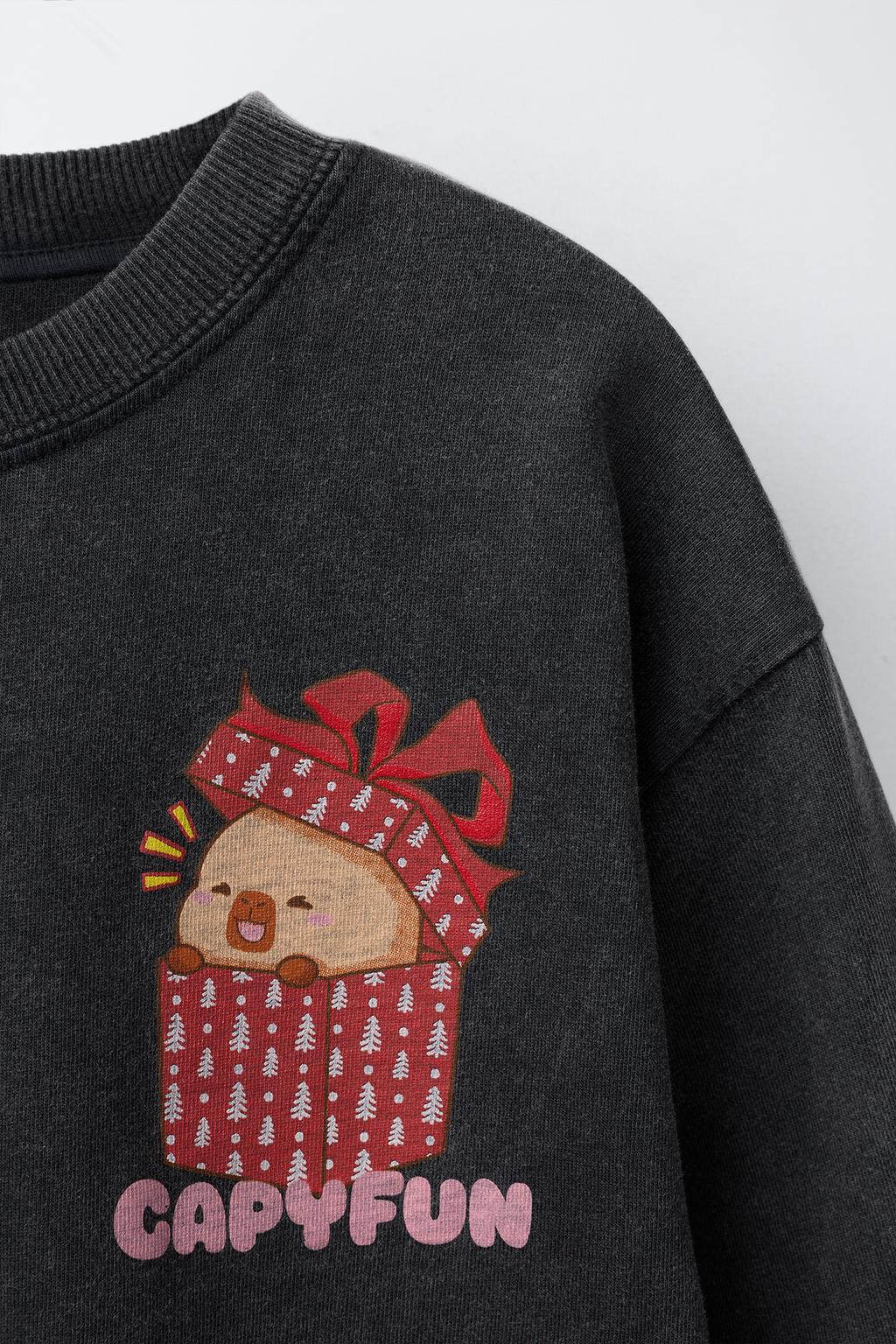 ФУТБОЛКА С ЭФФЕКТОМ ПОТЕРТОСТИ И ПРИНТОМ «КАПИБАРА CAPYFUN ©»