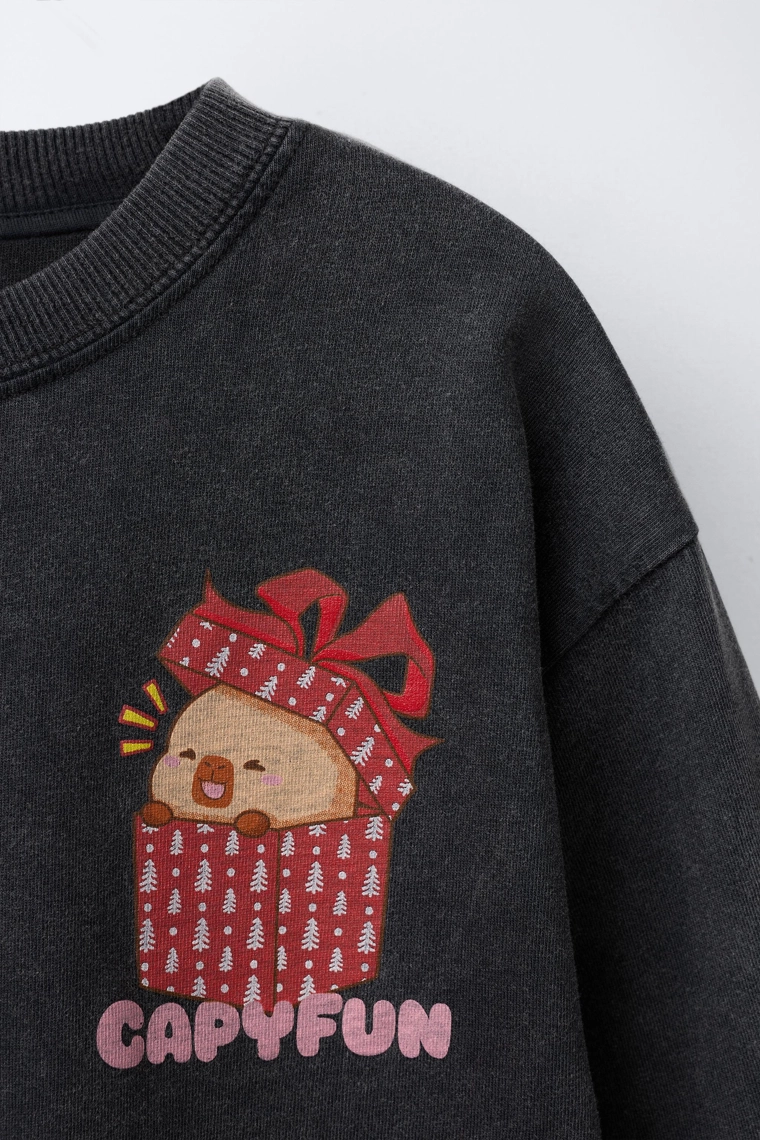 Футболка с принтом capybara capyfun © с эффектом выцветания