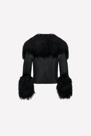 Black | 2297/042/800 - Zara Кожаный приталенный пиджак LUDOVIC DE SAINT SERNIN X ZARA