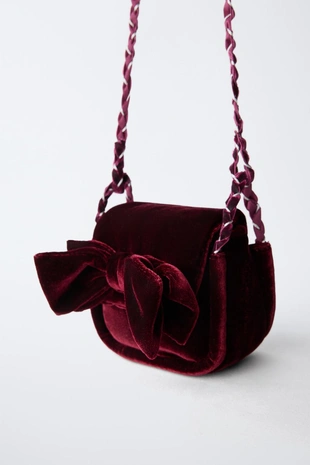 Бархатная сумка с бантом- Заказать в России