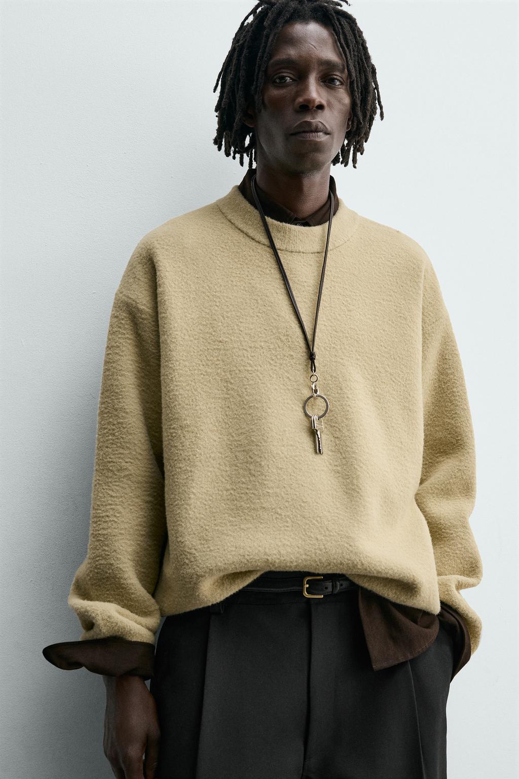 factotum 16aw 金箔 カットソー スウェット Zara Свитер свободного кроя из рельефной ткани - Цвет светло