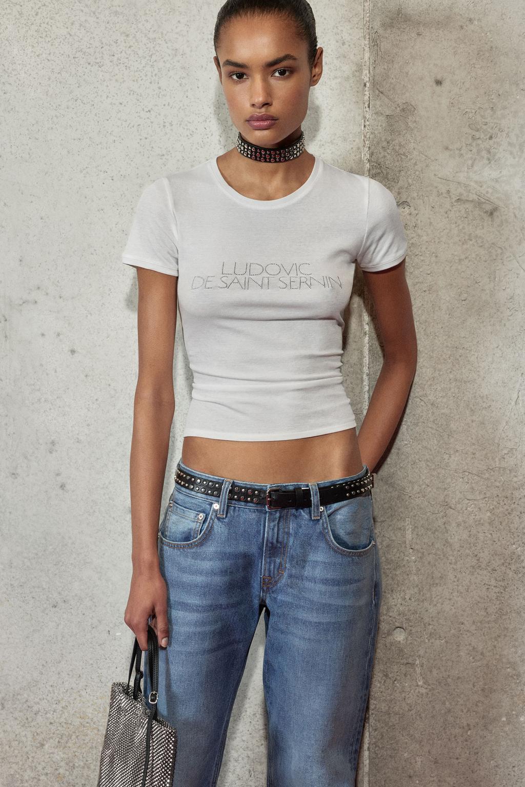 Футболка с блестящим текстом ludovic de saint sernin x zara