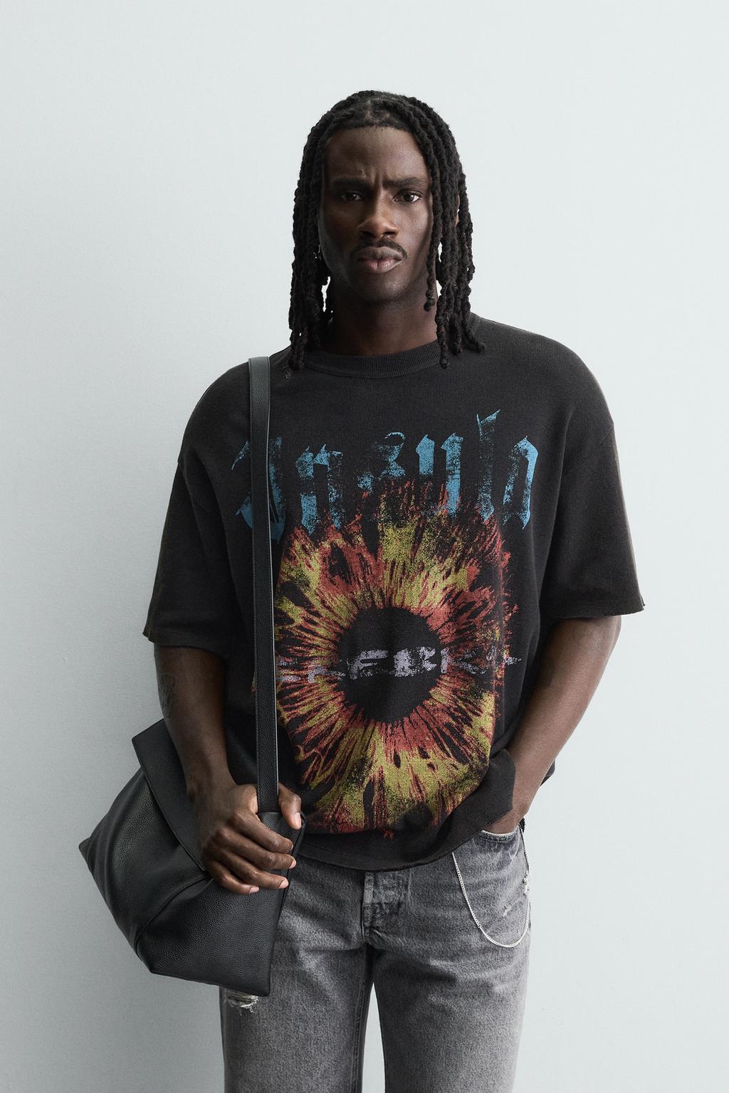 Трикотажная футболка с контрастным принтом