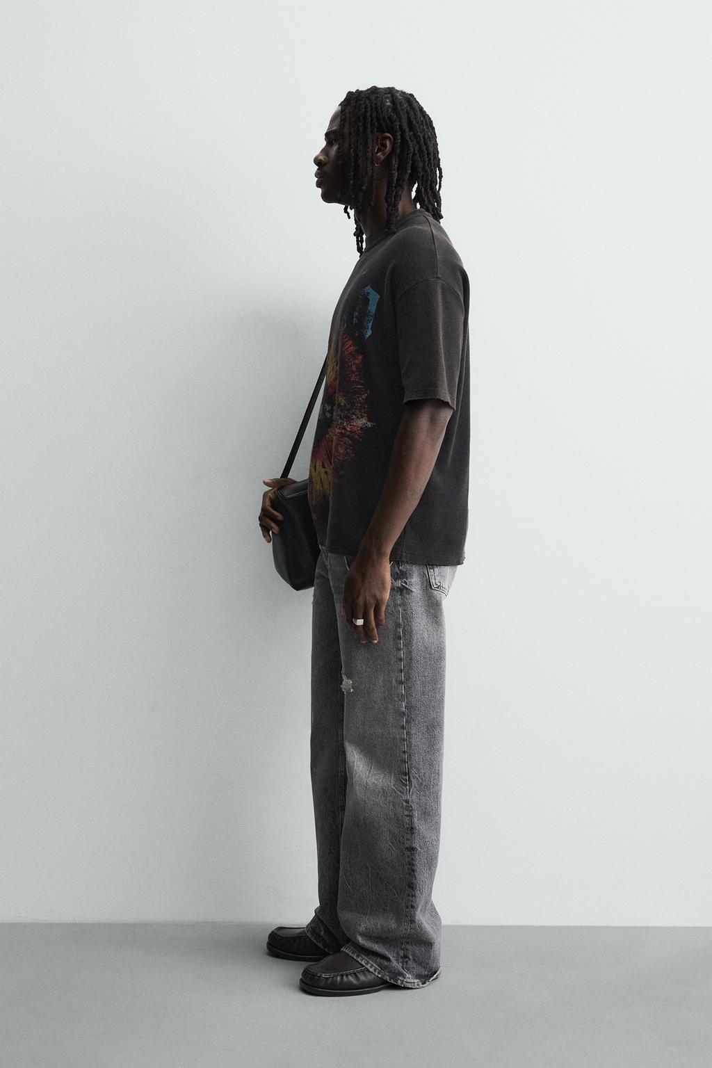 Трикотажная футболка с контрастным принтом