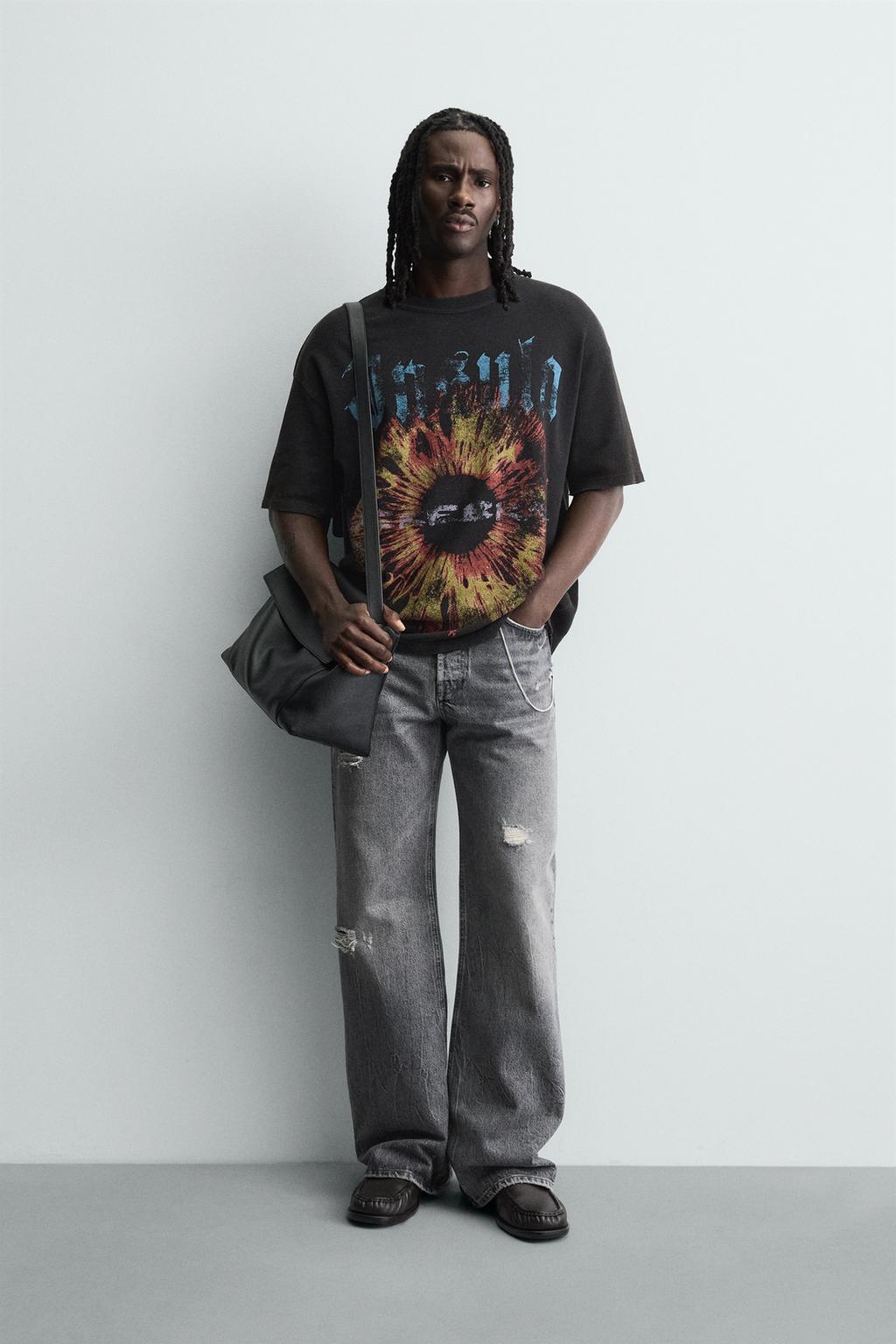 Трикотажная футболка с контрастным принтом