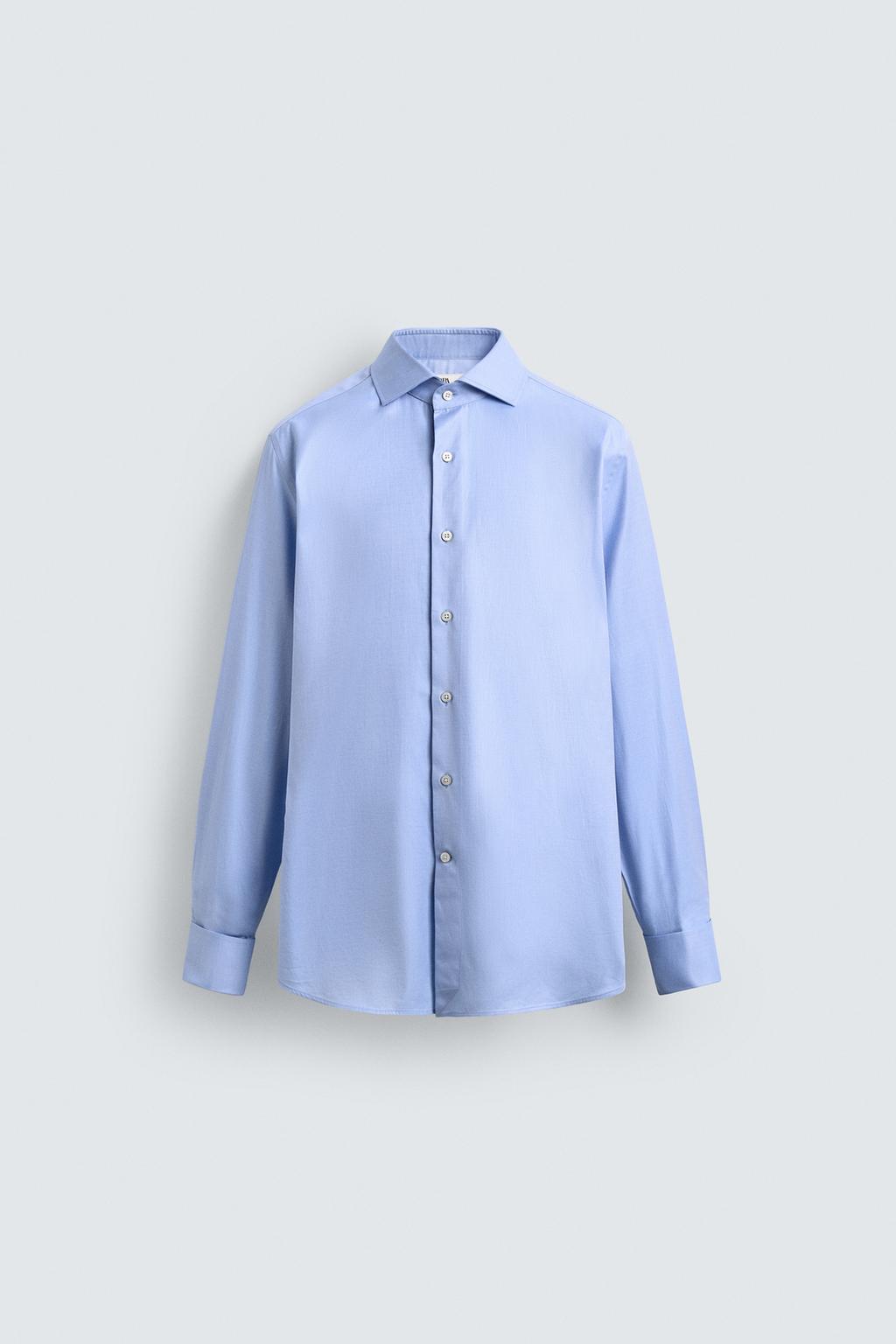 РУБАШКА ИЗ РЕЛЬЕФНОЙ ТКАНИ С МАНЖЕТАМИ ПОД ЗАПОНКИ