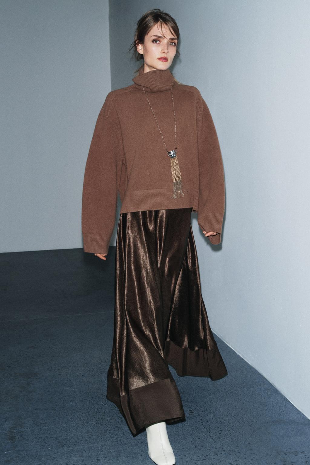 АТЛАСНАЯ ЮБКА МИДИ ZW COLLECTION LIMITED EDITION