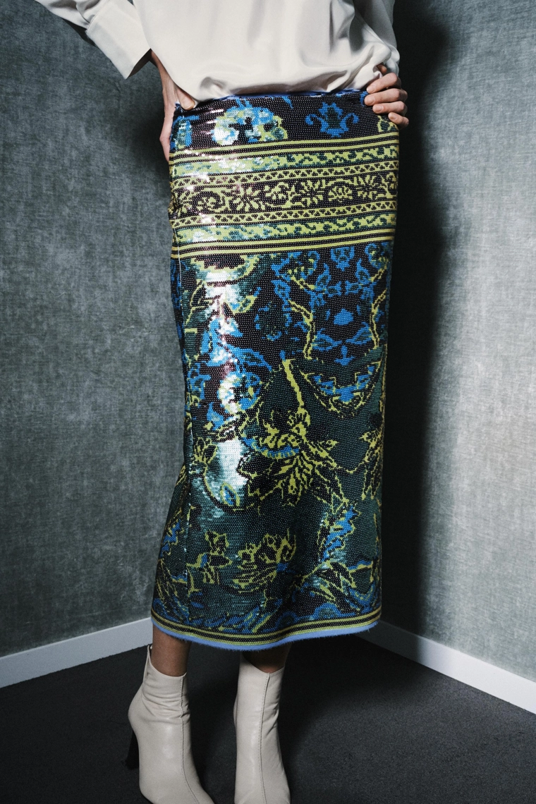 Юбка-миди с пайетками коллекции zw limited edition