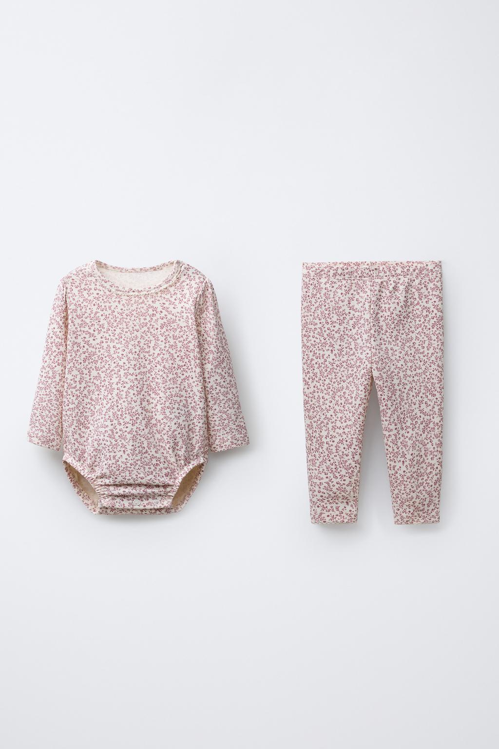 КОМПЛЕКТ ИЗ БОДИ И ЛЕГИНСОВ С ЦВЕТОЧНЫМ ПРИНТОМ