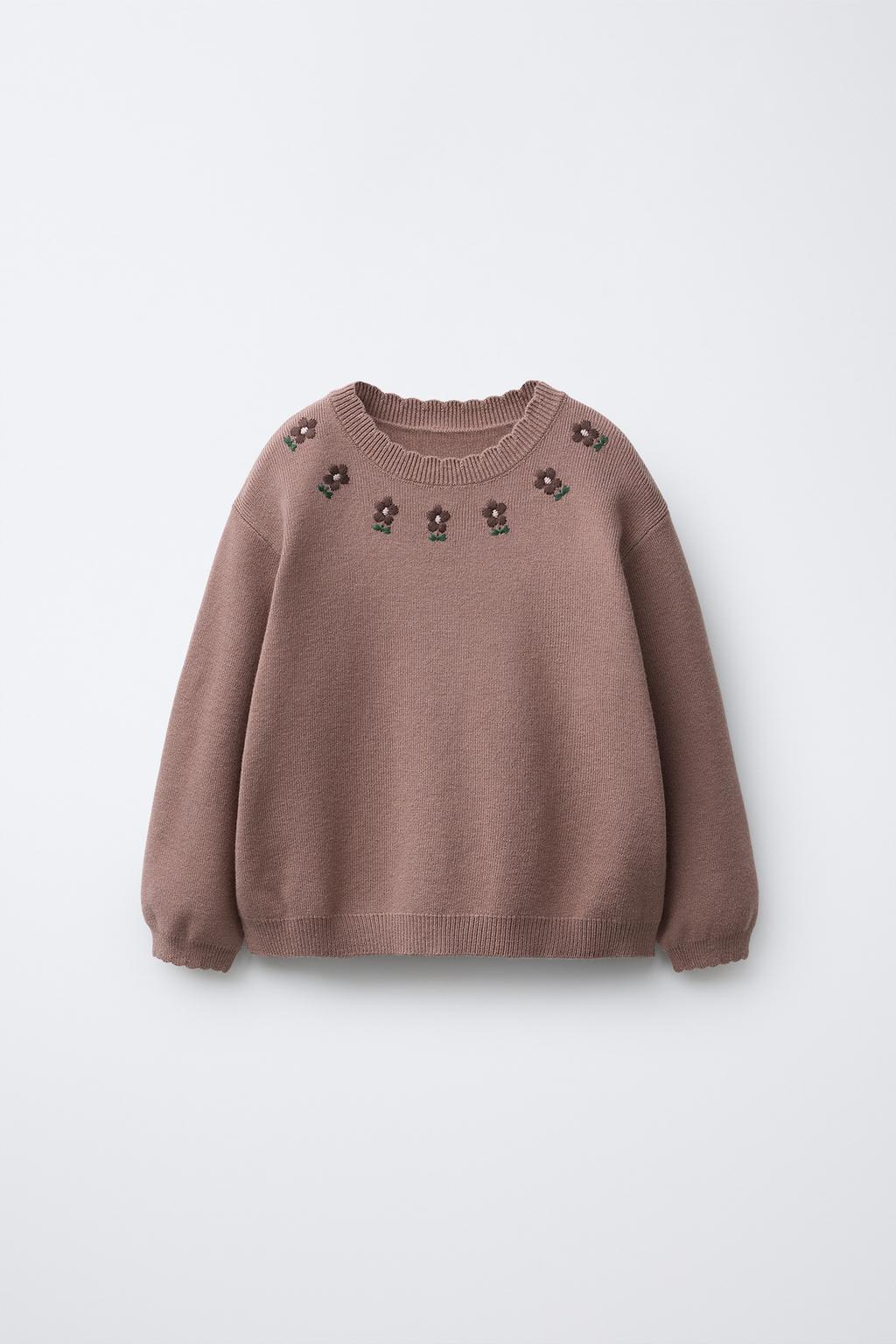 ВЯЗАНЫЙ СВИТЕР С ВЫШИТЫМИ ЦВЕТАМИ