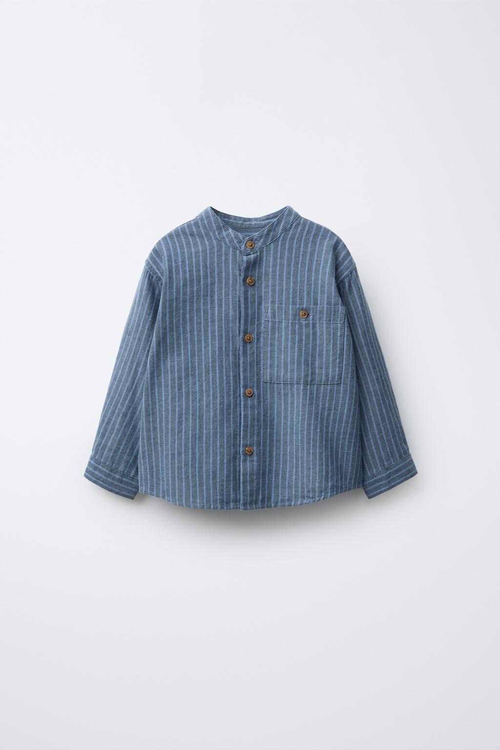 РУБАШКА В ПОЛОСКУ С ВОРОТНИКОМ-СТОЙКОЙ