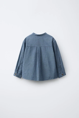 Купить Zara Рубашка в полоску с воротником-стойкой