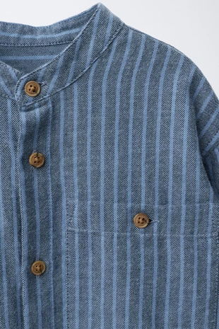 Blue | 6048/557/407 - Zara Рубашка в полоску с воротником-стойкой