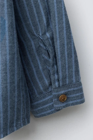 Рубашка в полоску с воротником-стойкой- Заказать в России