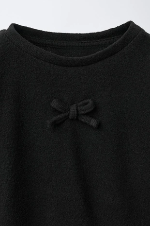 Комбинированная футболка SOFT TOUCH с бантом и сердечками- Заказать в России