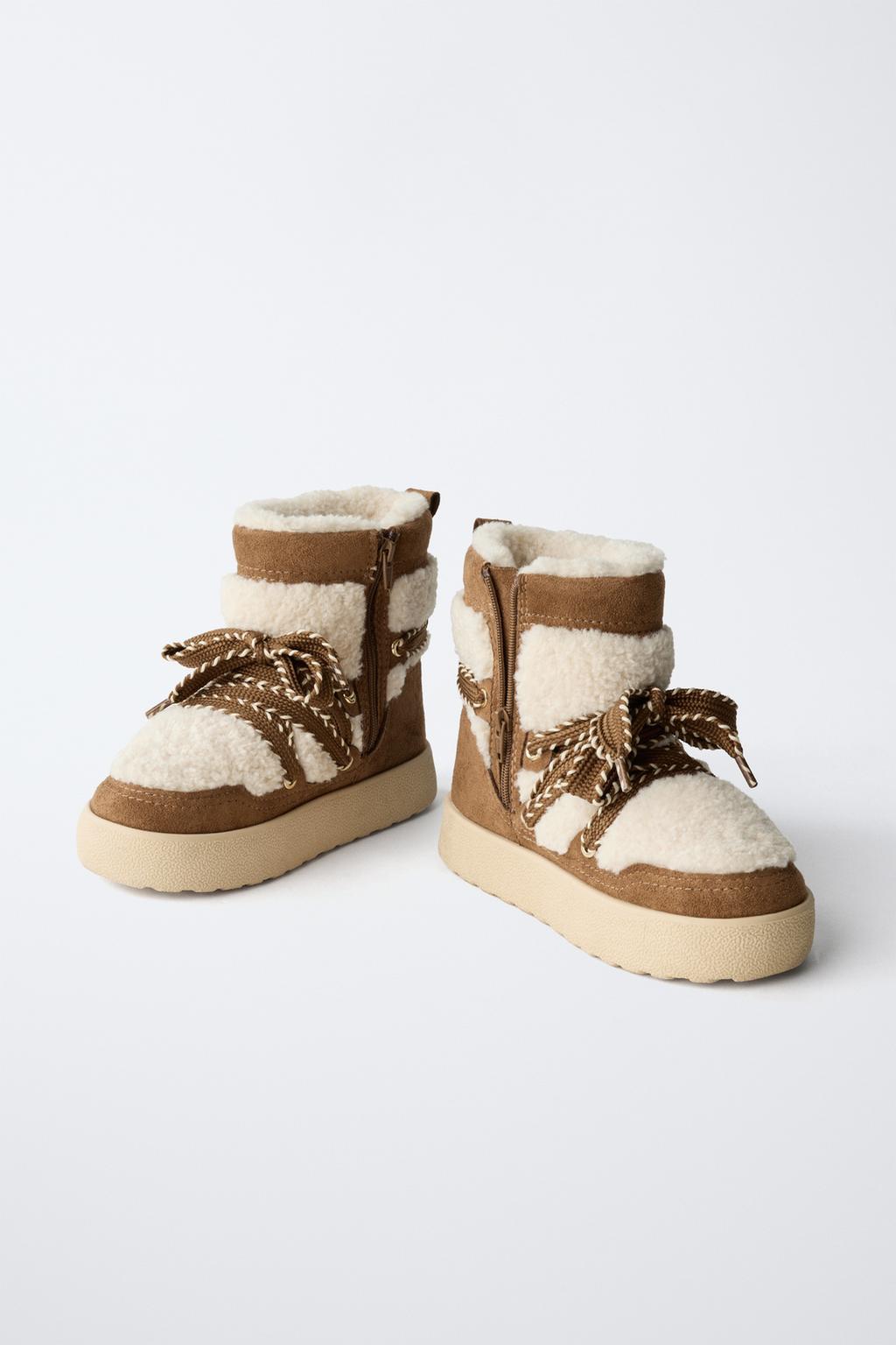 КОМБИНИРОВАННЫЕ БОТИНКИ С ИСКУССТВЕННОЙ ОВЧИНОЙ