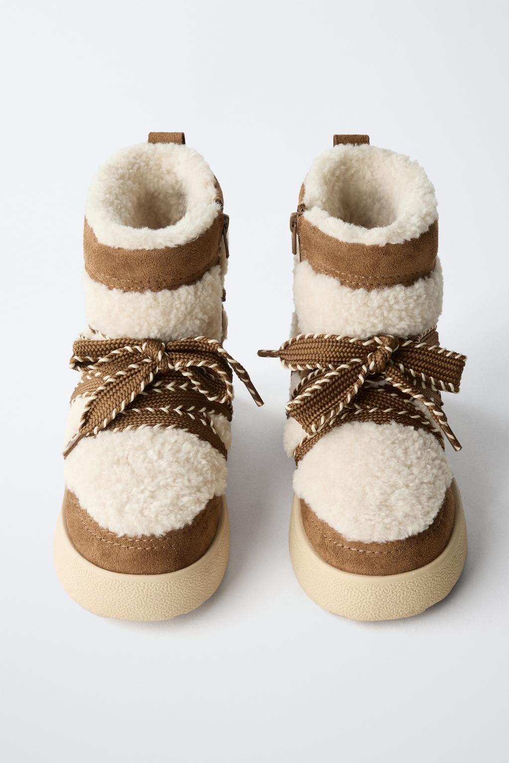 КОМБИНИРОВАННЫЕ БОТИНКИ С ИСКУССТВЕННОЙ ОВЧИНОЙ