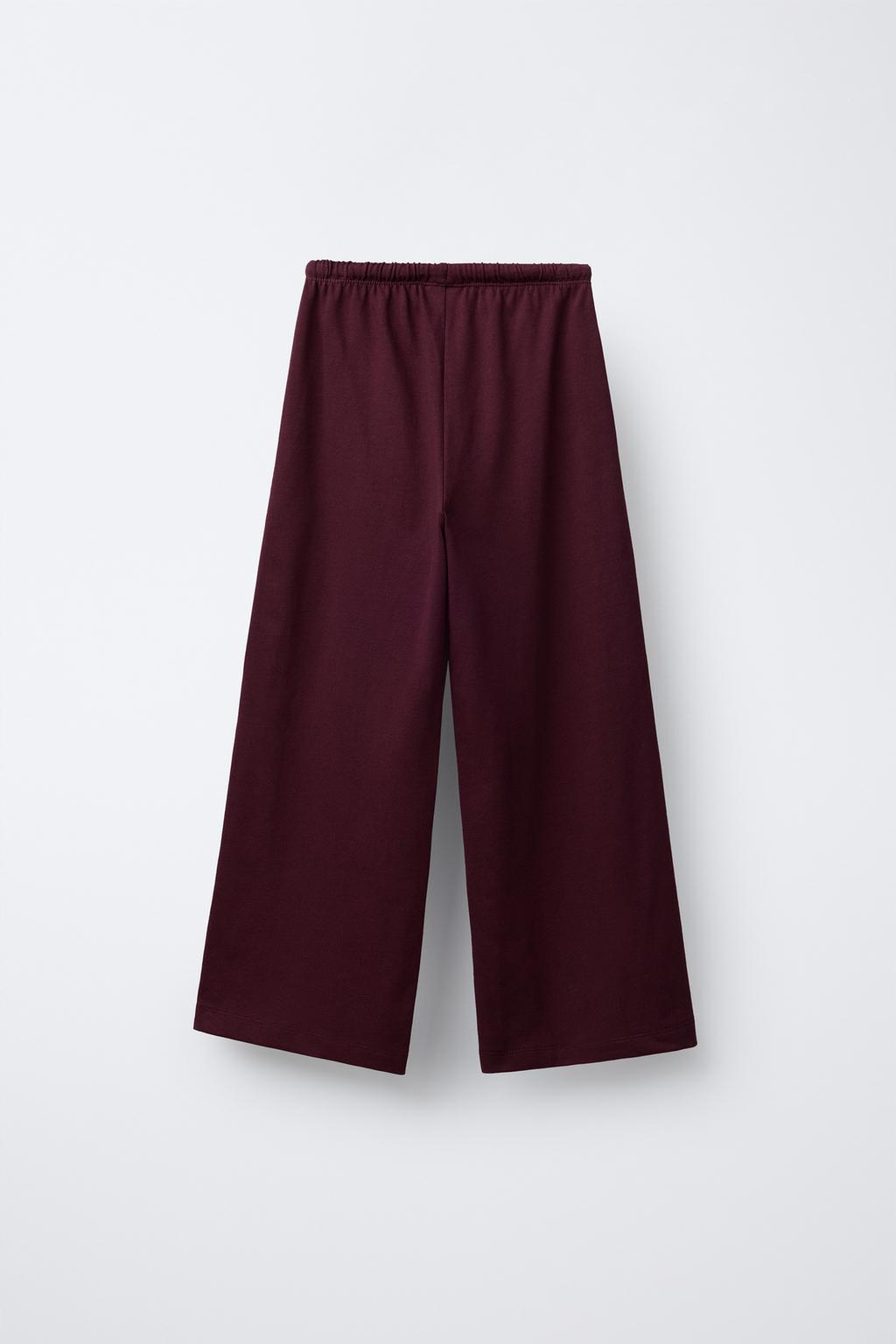 БРЮКИ WIDE LEG ИЗ ПЛОТНОЙ МЯГКОЙ ТКАНИ С ВЫШИВКОЙ