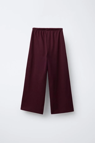 Брюки WIDE LEG из плотной мягкой ткани с вышивкой