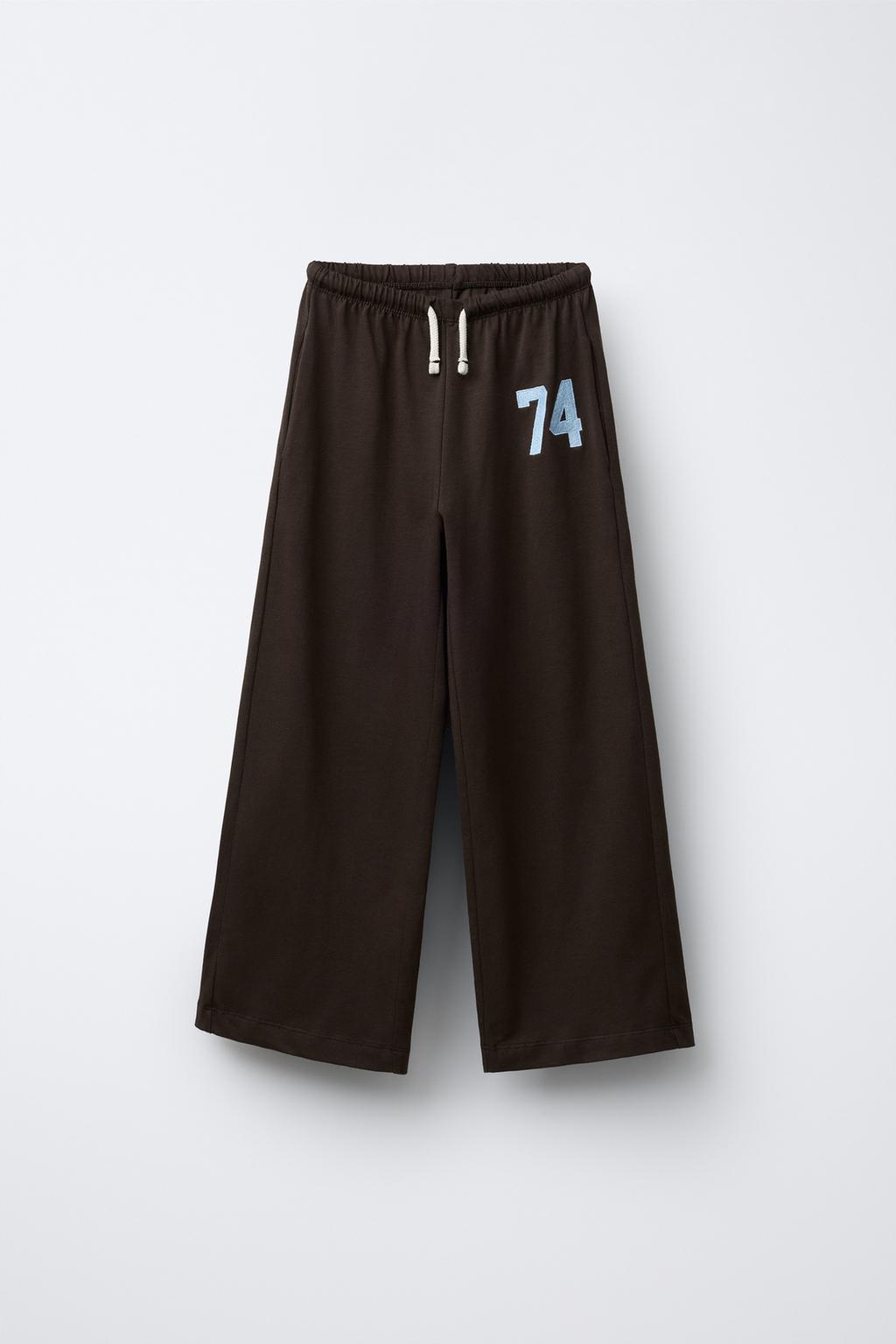 ШИРОКИЕ БРЮКИ ИЗ ПЛОТНОЙ МЯГКОЙ ТКАНИ С ВЫШИВКОЙ