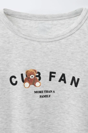 Майка в рубчик с принтом