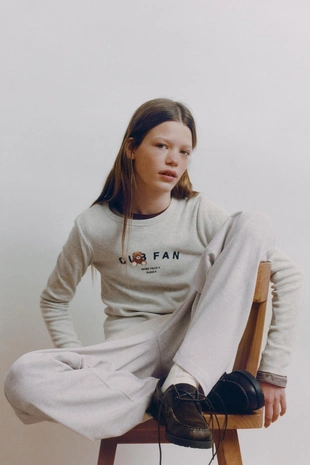 Майка в рубчик с принтом- Заказать в России