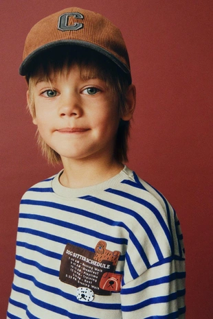 Купить Zara Лонгслив в полоску с нашивкой