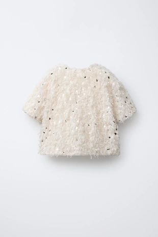 Футболка с перьями и пайетками- Заказать в России