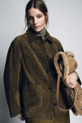 Куртка из замши с карманами — ZW COLLECTION LIMITED EDITION- Заказать в России