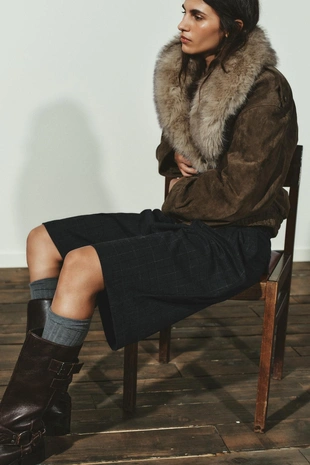 Куртка 100% замша с мехом- Заказать в России