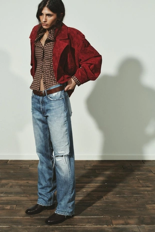 Куртка из 100% замши с хлястиками- Заказать в России