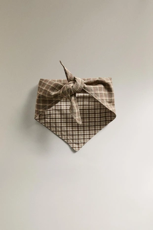 Хлопковая с шерстью бандана для питомца в клетку- Заказать в России