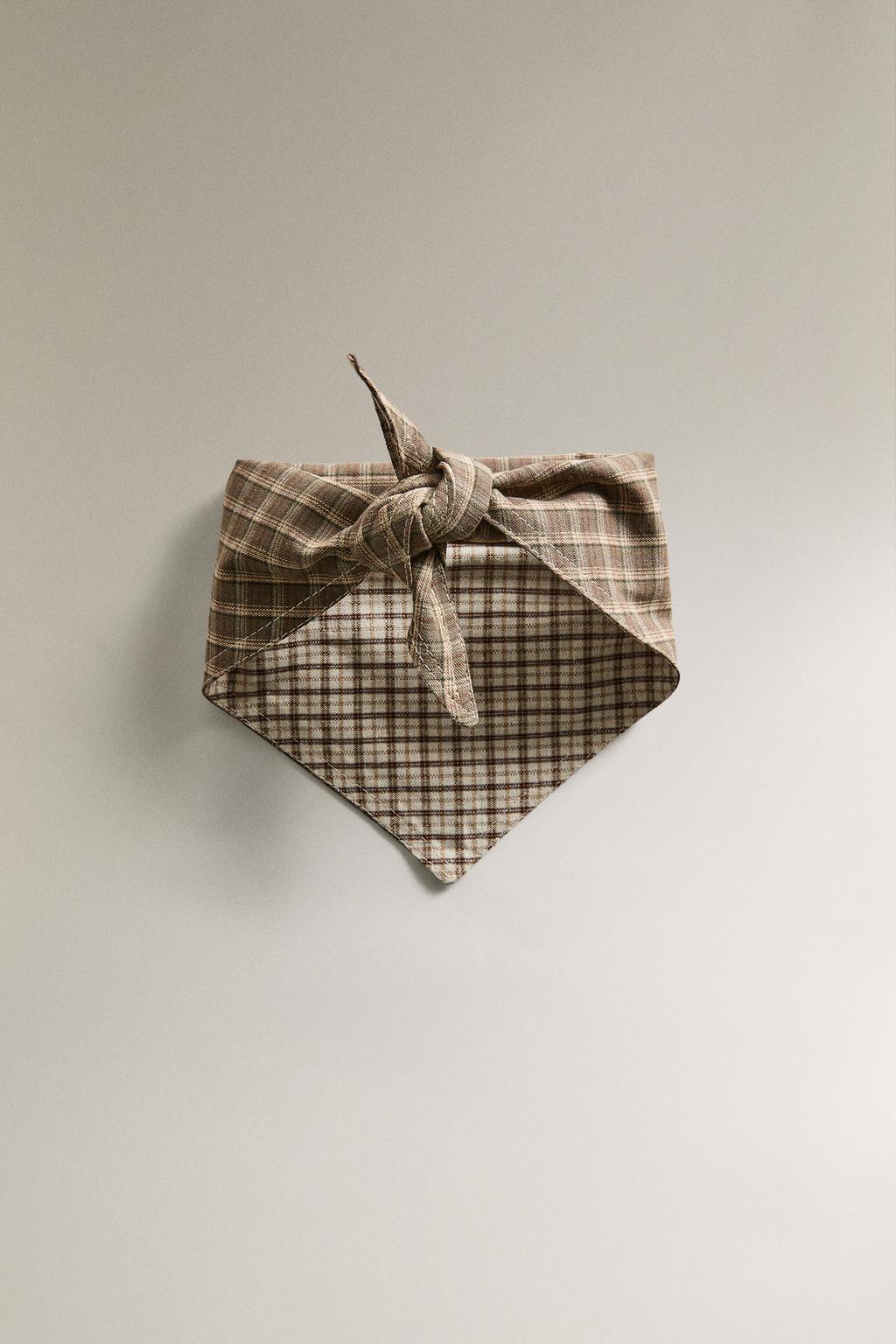 Хлопковая с шерстью бандана для питомца в клетку