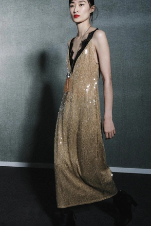 Платье из коллекции ZW с пайетками и кружевом- Заказать в России