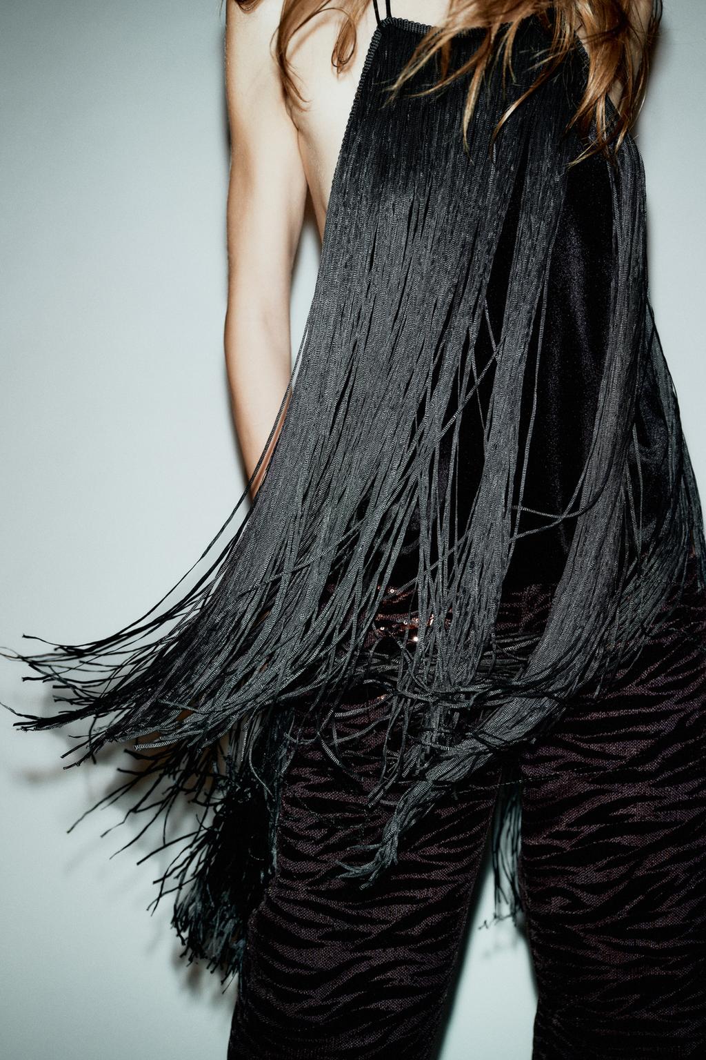 ТОП ХАЛТЕР ИЗ БАРХАТА С БАХРОМОЙ