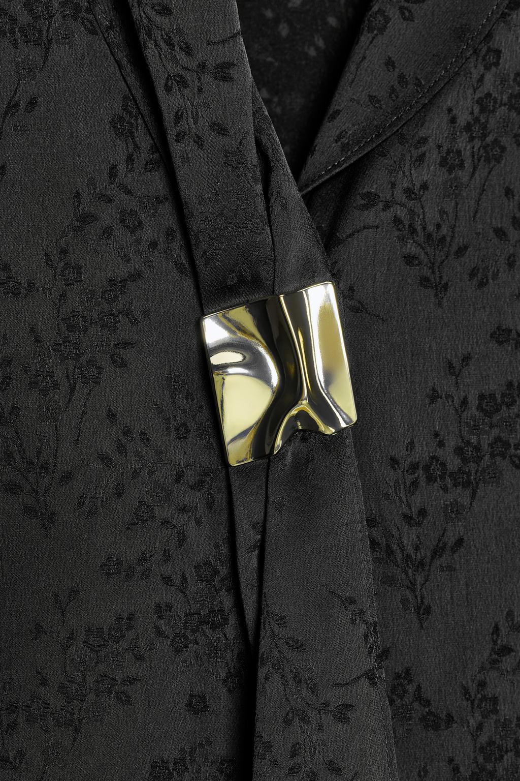 РУБАШКА ЖАККАРД ЦВЕТЫ БРОШЬ