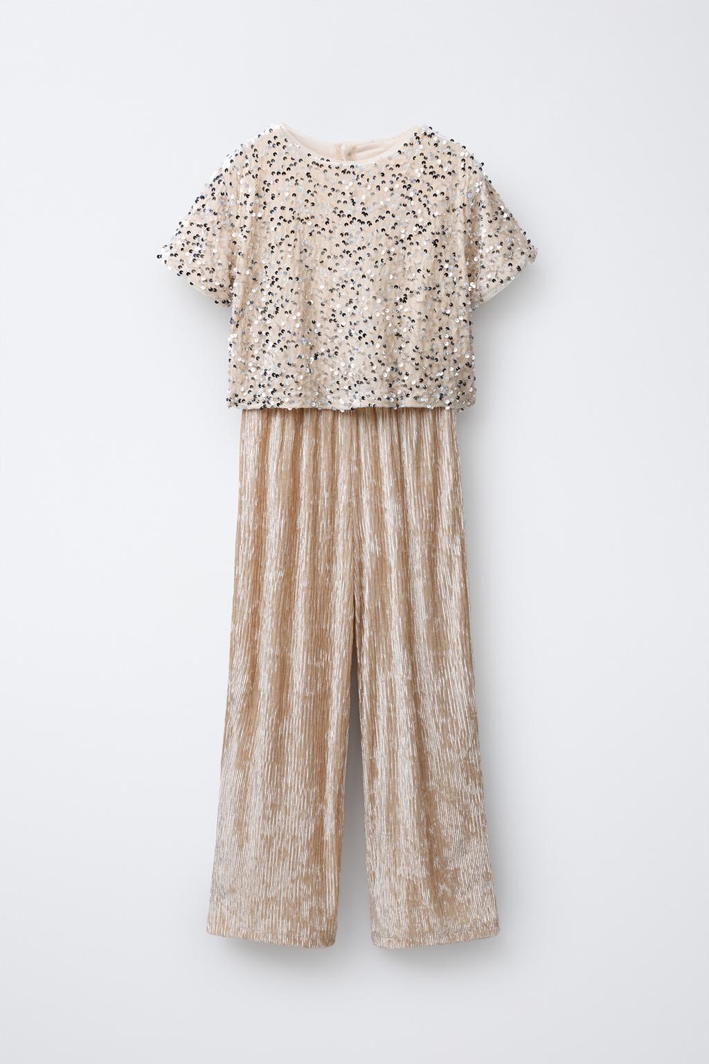 ДЛИННЫЙ КОМБИНЕЗОН С ПАЙЕТКАМИ ИЗ ВЕЛЬВЕТА