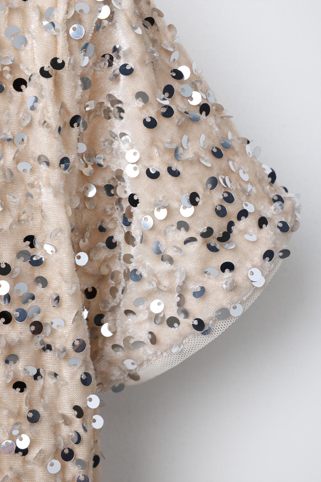 ДЛИННЫЙ КОМБИНЕЗОН С ПАЙЕТКАМИ ИЗ ВЕЛЬВЕТА