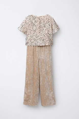 Длинный комбинезон с пайетками из вельвета- Заказать в России