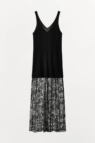 Трикотажное платье с кружевом- Заказать в России