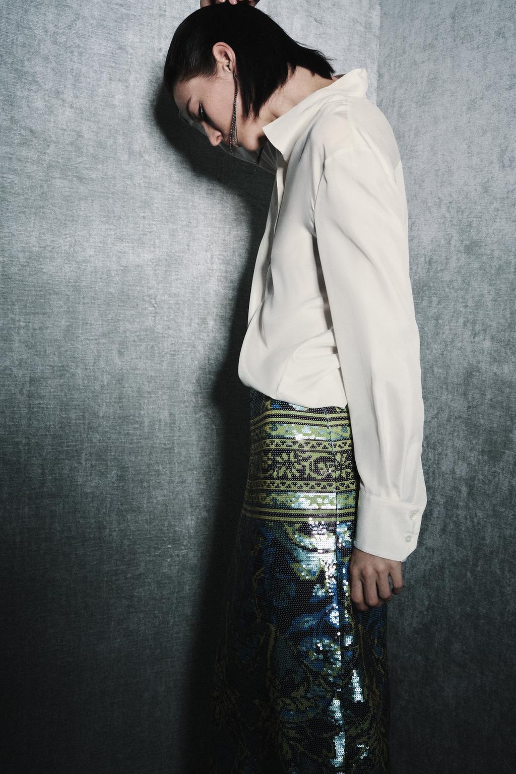 РУБАШКА С НАГРУДНОЙ ПЛАНКОЙ ИЗ 100% ШЕЛКА — ZW COLLECTION LIMITED EDITION