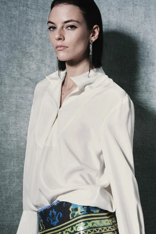 Рубашка с нагрудной планкой из 100% шелка — ZW COLLECTION LIMITED EDITION- Заказать в России