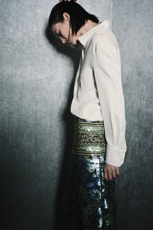 Рубашка с нагрудной планкой из 100% шелка — ZW COLLECTION LIMITED EDITION- Заказать в России